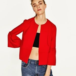 Tomato Red Zara Blazer | Zara Bell Sleeve Cardigan